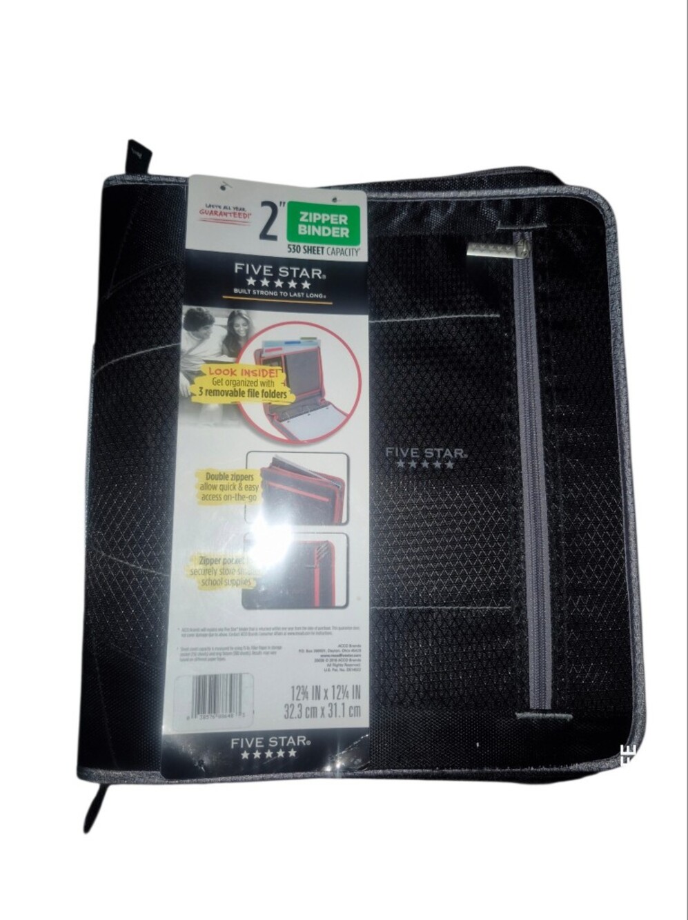 Five Star Black Zipper Binder - 2" Capacity Plus Extra's